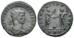 Roman Imperial / Imperio Romano Probo. Antoniniano-Antoninianus. 280-81 d.C. Antioquía. (Spink-11960 similar). (Ric-841). Rev.: CLEMENTIA TEMP. Probo con vestimenta militar y cetro recibiendo un globo