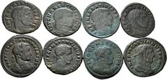 Large Lots Lote de 8 bronces del Bajo Imperio Romano ,4 follis de Majencio, 3 follis de Constantino y 1 follis de Diocleciano. A EXAMINAR. MBC+/MBC-. Est...120,00.