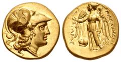 Grecia Antigua / Greek Coins Imperio Macedonio. Alejandro III Magno. Estátera. 336-323 a.C. Babylon. (Price-3735). (Müller-729). Anv.: Cabeza de Atenea a derecha, con casco corintio adornado de una se