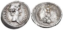 Imperio Romano / Roman Imperial Augusto. Denario. 23 a.C. Mérida (Badajoz). (Ffc-257). (Ric-4a). (Cal-406). Anv.: IMP CAESAR AVGVSTVS. Cabeza desnuda de Augusto a derecha. Rev.: P CARISIVS LEG PRO PR.