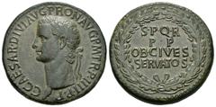 Imperio Romano / Roman Imperial Calígula. Sestercio. 40-41 d.C. Roma. (Spink-1801). (Ric-46). Anv.: C CAESAR DIVI AVG PRON AVG P M TR P III P P. Cabeza laureada a izquierda. Rev.: SPQR / P P / OB CIVE