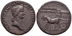 Imperio Romano / Roman Imperial Agripina. Sestercio. 37-41 a.C. Roma. (Spink-1827). (Ric-55). Anv.: AGRIPPINA MF MAT C CAESARIS AVGVSTI. Busto de Agripina a derecha. Rev.: SPQR MEMORIAE AGRIPPINAE. Ca