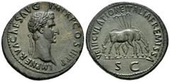 Imperio Romano / Roman Imperial Nerva. Sestercio. 97 d.C. Roma. (Spink-3055). (Ric-93). Anv.: IMP NERVA CAES AVG PM TR P COS III PP. Busto laureado a derecha. Rev.: VEHICVLATIONE ITALIAE REMISSA SC. D