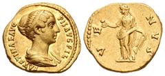 Imperio Romano / Roman Imperial Faustina Hija. Áureo. 147-152 d.C. Roma. (Ric-517a). (Cal-2096). Anv.: FAVSTINAE AVG PII AVG FIL. Busto a derecha revestido y con diadema de perlas. Rev.: VENVS. Venus 