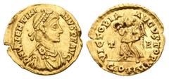 Imperio Romano / Roman Imperial Valentiniano II. Tremissis. (Spink-no la cita). (Ric-no la cita). (Depeyrot-53). Anv.: DN VALENTINI ANVS PF AVG. Busto vestido y diademado de Valentiniano II a derecha.