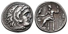 Grecia Antigua / Greek Coins Imperio Macedonio. Alejandro III Magno. Dracma. 336-323 a.C. Tesalia. (Müller-508 var). Anv.: Cabeza de Hércules con piel de león a derecha. Rev.: Zeus entronizado a izqui