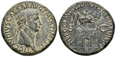 Imperio Romano / Roman Imperial Claudius. Sestercio. 42 d.C. Rome. (Spink-1852). (Ric-114). Anv.: TI CLAVDIVS CAESAR AVG P M TR P IMP P P. Busto laureado a derecha. Rev.: NERO CLAVDIVS DRVSVS GERMAN I