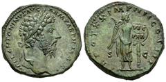 Imperio Romano / Roman Imperial Marcus Aurelius. Sestercio. 166 d.C. Rome. (Ric-931). (Ch-807). Anv.: M AVREL ANTONINVS AVG ARM PARTH MAX. Busto laureado a derecha. Rev.: TR POT XX IMP IIII COS III SC