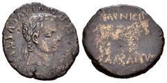 Hispania Antigua / Ancient Hispania Cascantum. Semis. 14-36 d.C. Cascante (Navarra). (Abh-693). (Acip-3160). Anv.: Cabeza laureada de Tiberio a derecha, alrededor (TI CAESA)R DIVI AVGVSTI F. Rev.: Tor