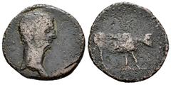 Hispania Antigua / Ancient Hispania Ebusus. Semis. Ibiza. Época de Claudio. (Abh-no cita). (Acip-3185). Anv.: Busto de Claudio a derecha. Rev.: Toro avanzando a derecha. Ae. 5,21 g. Buen ejemplar para