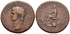 Imperio Romano /Roman Imperial Nero Claudio Druso. Sestercio. 41-42 d.C. Roma. (Spink-1896). (Ric-93). Anv.: NERO CLAVDIVS DRVSVS GERMANICVS IMP. Cabeza desnuda de Druso a Izquierda. Rev.: TI CLAVDIVS