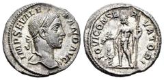 Imperio Romano /Roman Imperial Alejandro Severo. Denario. 222-235 d.C. Roma. (Ric-200). Rev.: IOVI CONSERVATORI. Júpiter de pie a izquierda, sosteniendo un haz de rayos en la mano derecha sobre la peq