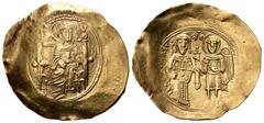 Imperio Bizantino / Byzantine Empire Isaac II. Hyperpyron. 1185-1195 d.C. Constantinopla. (Bc-2001). Anv.: Virgen entronizada de frente. Rev.: Isaac y el Arcángel San miguel sosteniendo espada. Au. 4,