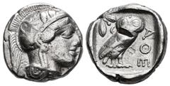 Greek coins / Grecia Antigua Ática. Tetradracma. 449-413 a.C. Atenas. (Gc-2526). Ag. 17,10 g. Golpe de cizalla. MBC. Est...300,00. English: Attica. Tetradracma. 449-413 a.C. Athens. (Gc-2526). Ag. 17,
