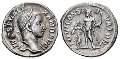Roman Imperial / Imperio Romano Alejandro Severo. Denario. 231 d.C. Roma. (Spink-7869). (Ric-200). (Seaby-73). Rev.: IOVI CONSERVATORI. Júpiter de pie a la izquierda, sosteniendo un haz de rayos en la