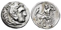 Greek Coins / Grecia Antigua Imperio Macedonio. Alejandro III Magno. Dracma. 336-323 a.C. Lampsakos. (Price-1365). Anv.: Cabeza de Heracles a la derecha, recubierta con piel de león. Rev.: Zeus Aëtoph