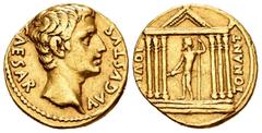 Roman Republican / República Romana Augusto. Áureo. 25-22 a.C. ¿Colonia Patricia?. (Cal-240). (Ric-278). Anv.: CAESAR AVGVSTVS.Cabeza desnuda de Augusto a derecha. Rev.: IOVIS TONANT. Júpiter de pie a