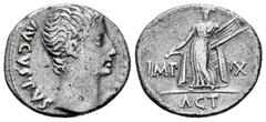 Roman Republican / República Romana Augusto. Denario. 15-13 a.C. Lugdunum. (Ffc-111). (Ric-171). (Cal-828). Anv.: AVGVSTVS (DIVI F). Cabeza desnuda de Augusto a derecha. Rev.: IMP - X. Apolo de pie a 