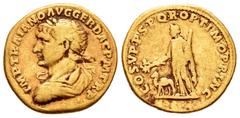 Roman Imperial / Imperio Romano Trajano. Áureo. 103-111 d.C. Roma. (Ric-143). (Cal-1005). (Ch-90). Anv.: IMP TRAIANO AVG GER DAC P M TR P. Busto laureado, drapeado y acorazado a izquierda. Rev.: COS V