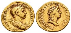 Roman Imperial / Imperio Romano Trajano. Áureo. 114-117 d.C. Roma. (Ric-329). (Cal-1038). Anv.: IMP CAES NER TRAIAN OPTIM AVG GERM DAC. Busto laureado drapeado y acorazado a derecha. Rev.: PARTHICO P 