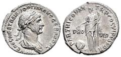Roman Imperial / Imperio Romano Trajano. Denario. 117 d.C. Roma. (Spink-3154). (Ric-361). (Seaby-313). Anv.: IMP CAES NER TRAIAN OPTIM AVG GERM DAC. Busto laureado y drapeado a derecha . Rev.: PRO-VID