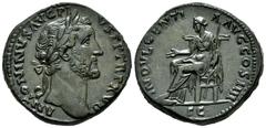 Roman Imperial / Imperio Romano Antonino Pío. Sestercio. 153-154 d.C. Roma. (Ric-914). (Ch-454). Anv.: ANTONINVS AVG PIVS P P TR P XVII. Busto laureado a derecha. Rev.: NDVLGENTIA AVG COS IIII / SC. I