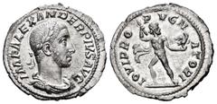 Roman Imperial / Imperio Romano Alejandro Severo. Denario. 232 d.C. Roma. (Spink-7871). (Ric-239). (Seaby-84). Rev.: IOVI PROPUGNATORI. Júpiter avanzando de frente, con la cabeza a derecha, sostienien