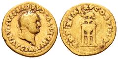 Roman Imperial / Imperio Romano Tito. Áureo. 80 d.C. Roma. (Ric-126). (Ch-320). (Cal-787). Anv.: IMP TITVS CAES VESPASIAN AVG P M. Busto laureado a derecha. Rev.: TR P IX IMP XV COS VIII P P. Trípode 