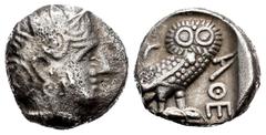 Greek Coins / Grecia Antigua Arabia. Saba´. Dracma. 350-250 a.C. Incierta. Imitando a Atenas. (Van Alfen in CCK-Group SII). (CaF-1.1i). Anv.: Cabeza de Atenea a la derecha, en la mejilla "N" árabe (Ma