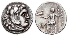 Greek Coins / Grecia Antigua Imperio Macedonio. Alejandro III Magno. Dracma. 319-305 a.C. Magnesia. (Price-1962). Anv.: Cabeza de Heracles a la derecha, con piel de león. Rev.: Zeus Aëtophoros sentado