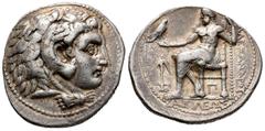 Greek Coins / Grecia Antigua Imperio Macedonio. Alejandro III Magno. Tetradracma. 311-305 a.C. Babylon. (Müller-1506 similar). Anv.: Cabeza de Heracles a derecha recubierta con piel de león. Rev.: Zeu