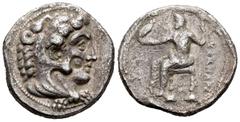 Greek Coins / Grecia Antigua Imperio Macedonio. Alejandro III Magno. Tetradracma. 325-323 a.C. Incierta. ¿Cilicia?. Anv.: Cabeza de Herakles a derecha con piel de león. Rev.: Zeus sedente en trono a i