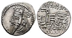 Greek Coins / Grecia Antigua Imperio Parto. Osroes II. Dracma. 190-208 d.C. (Gc-5866). Anv.: Busto diademado y con tiara a izquierda. Rev.: Arquero entronizado a derecha, alrededor leyenda. Ag. 3,76 g