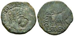 Celtiberian Coins / Hispania Antigua Calagurris. As. 14-36 a.C. Calahorra (La Rioja). Época de Tiberio. (Abh-429). (Acip-3128b). Anv.: Cabeza laureada de Tiberio, alrededor TI AVGVS DIVI AVGVSTI F IMP