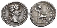 Roman Imperial / Imperio Romano Tiberio. Denario. 15-18 d.C. Lugdunum. (Spink-1763). (Ric-26). (Seaby-16). Anv.: TI CAESAR DIVI AVG F AVGVSTVS. Busto laureado a derecha. Rev.: PONTIF MAXIM. Livia sent