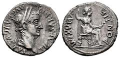 Roman Imperial / Imperio Romano Tiberio. Denario. 14-37 d.C. Lugdunum. (Ric-30). Anv.: TI CAESAR DIVI AVG F AVGVSTVS. Cabeza laureada de Tiberio a derecha. Rev.: PONTIF MAXIM. Livia sentada a derecha 