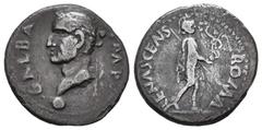 Roman Imperial / Imperio Romano Galba. Denario. 68 d.C. Tarraco. (Spink-2095 var.). (Ric-27). Anv.: IMP GALBA. Busto laureado a izquierda, debajo glóbulo. Rev.: ROMA RENASCENS. Roma avanzando a derech