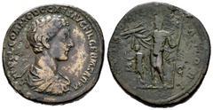 Roman Imperial / Imperio Romano Cómodo. Sestercio. 175-176 d.C. Roma. (Ric-1524). (Ch-244). Rev.: IOVI CONSERVATORI SC. Júpiter con haz de rayos y cetro, a sus pies un niño con Victoria. Ae. 24,76 g. 
