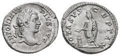 Roman Imperial / Imperio Romano Caracalla. Denario. 206 d.C. Roma. (Spink-6909). (Ric-150). Rev.: VOTA SVSCEPTA X. Caracalla togado a izquierda realizando sacrificio sobre altar. Ag. 3,33 g. MBC+. Est