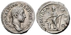 Roman Imperial / Imperio Romano Alejandro Severo. Denario. 231 d.C. Roma. (Spink-7923). (Ric-252). (Seaby). Rev.: PROVIDENTIA AVG. Providencia de pie con espigas y timón, a sus pies modio. Ag. 2,77 g.