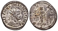 Roman Imperial / Imperio Romano Maximiano Hércules. Antoniniano. 289-290 d.C. Lugdunum. (Ric-402). (Bastien-279). (Ch-454). Anv.: IMP C MAXIMIANVS P AVG. Busto radiado y con coraza a derecha . Rev.: P