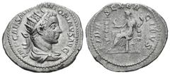 Roman Imperial / Imperio Romano Eliogábalo. Antoniniano. 219 d.C. Roma. (Spink-7487). (Ric-67). Rev.: FIDES EXERCITVS. Fe sentada a izquierda con un águila, entre estandartes. Ag. 4,79 g. MBC/MBC-. Es