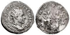 Roman Imperial / Imperio Romano Trajano Decio. Antoniniano. 250-251 d.C. Roma. (Spink-9378). (Ric-21b). Rev.: PANNONIAE. Dos Pannonias con dos estandartes. Ag. 4,07 g. MBC-. Est...25,00. /// ENGLISH D