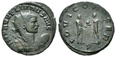 Roman Imperial / Imperio Romano Aureliano. Antoniniano. 270-275 d.C. Serdica. (Ric-V online 2571). Anv.: IMP AVRELIANVS AVG. Busto radiado y con coraza a derecha, portando escudo y lanza hacia delante