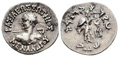 Greek Coins / Grecia Antigua Kings of Bactria. Menander I Soter. Drachm. 155-130 a.C. (Sng Ans-739-44). (Bopearachchi-7E). Anv.: BAΣIΛEΩΣ ΣΩTHPOΣ - MENANΔPOY. Heroic diademed bust on the left with aeg