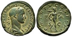Roman Imperial / Imperio Romano Severus Alexander. Sestertius. 226 d.C. Rome. (Ric-442 variante). Rev.: PM TR P V COS II P P / S - C. Mars advancing right, holding spear with his right hand and trophy