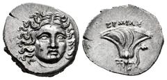 Greek Coins / Grecia Antigua Kingdom of Macedon. Perseus. Drachm. 175-170 BC. Pseudo-Rhodas. Magistrate: Ermias. (SNG Keckman-793-795 Thessalia). (Sng Cop-358). Anv.: Helios head facing slightly to th