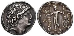 Greek Coins / Grecia Antigua Seleukid Kingdom. Antiochos VIII. Tetradrachm. 121-113 BC. Ptolemais-Ake. (HGC 9, 1196g). Anv.: Diademed head of Antiochos to right. Rev.: BAΣIΛEΩΣ ANTIOXOY EΠIΦANOYΣ Zeus