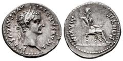 Roman Imperial / Imperio Romano Tiberius. Denarius. 14-37 AD. Rome. (Ric-30). Anv.: TI CAESAR DIVI AVG F AVGVSTVS, laureate head right. Rev.: PONTIF MAXIM, female figure seated right, holding inverted
