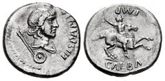 Roman Imperial / Imperio Romano Galba. Denario. 68 AD. Tarraco. (Spink-2094). (Ric-1 var). (Seaby-76 var). Anv.: GALBA IMP. The emperor stands on a horse to the right, his right hand raised. Rev.: HIS
